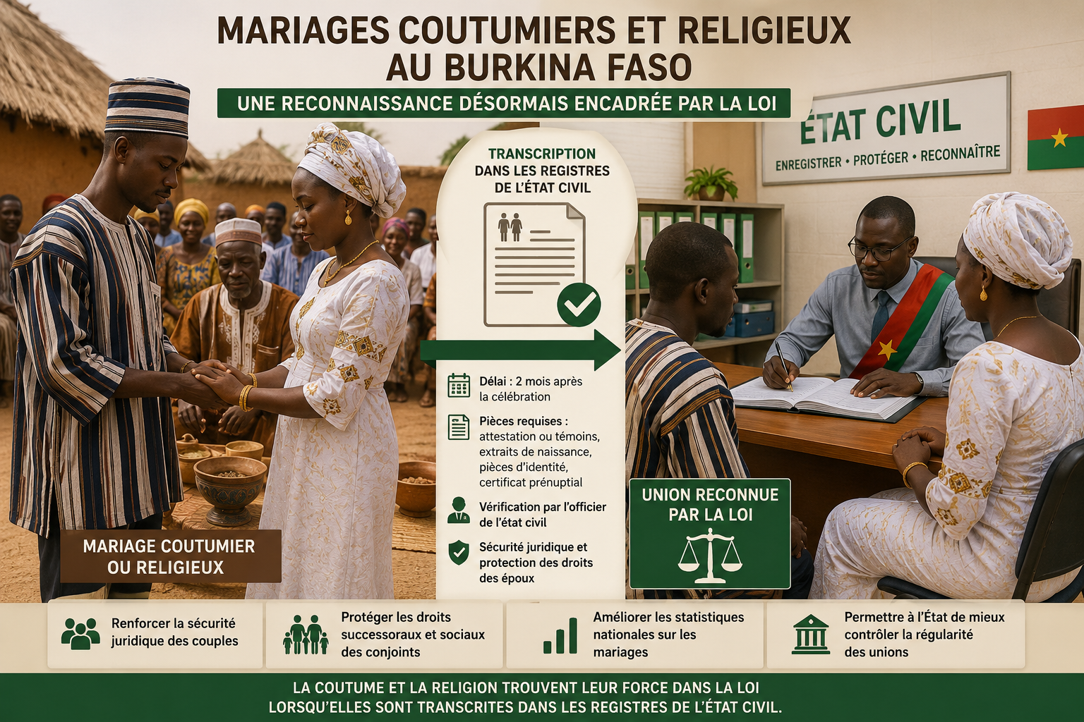 Mariages coutumiers et religieux au Burkina Faso : une reconnaissance désormais encadrée par la loi